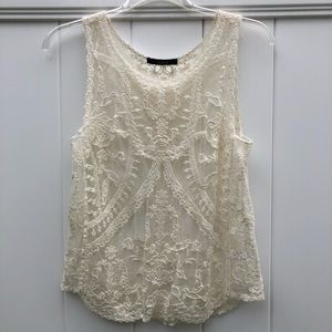 Lace off white tank top by Dulcie